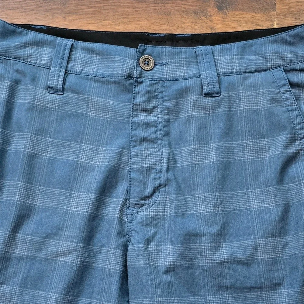 Oakley Mens Blue Plaid Hybrid Walk Shorts Size 32 Boardshorts Casual Golf Surf